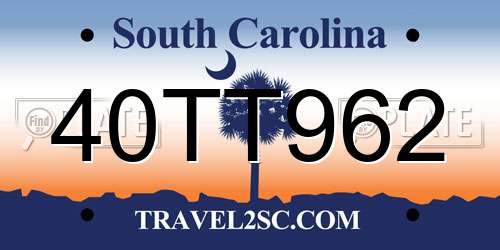 40TT962 South Carolina License Plate