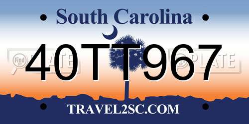 40TT967 South Carolina License Plate