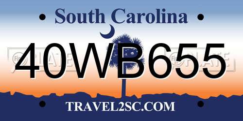 40WB655 South Carolina License Plate
