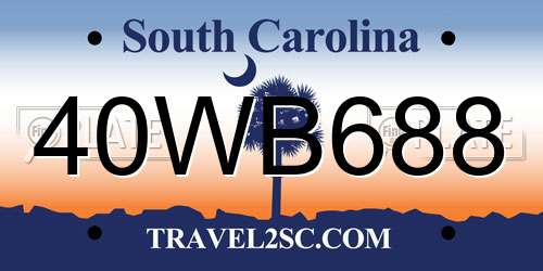 40WB688 South Carolina License Plate