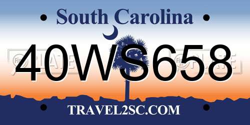 40WS658 South Carolina License Plate