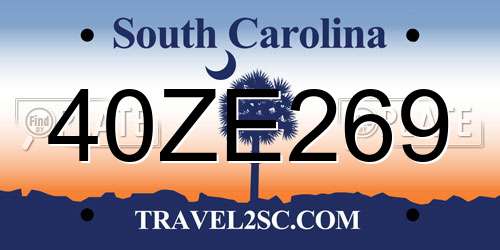 40ZE269 South Carolina License Plate