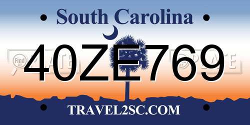 40ZE769 South Carolina License Plate