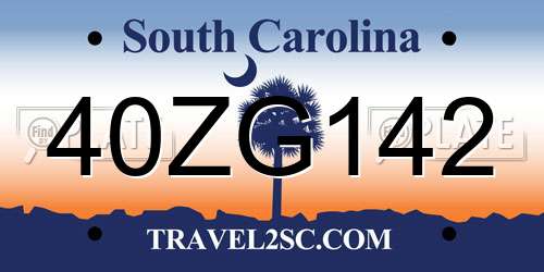 40ZG142 South Carolina License Plate