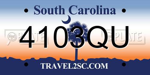 4103QU South Carolina License Plate