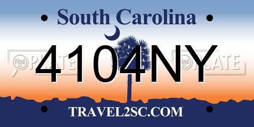 4104NY South Carolina License Plate