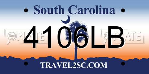 4106LB South Carolina License Plate