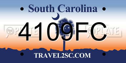 4109FC South Carolina License Plate