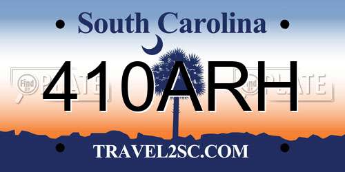 410ARH South Carolina License Plate