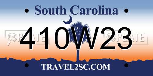 410W23 South Carolina License Plate