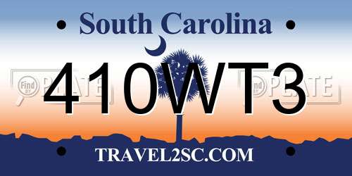 410WT3 South Carolina License Plate