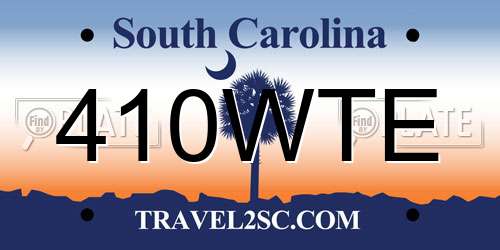 410WTE South Carolina License Plate