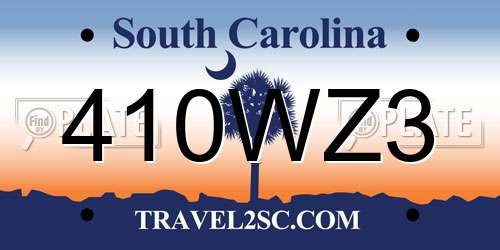 410WZ3 South Carolina License Plate