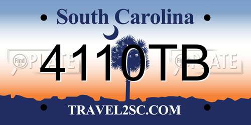 4110TB South Carolina License Plate