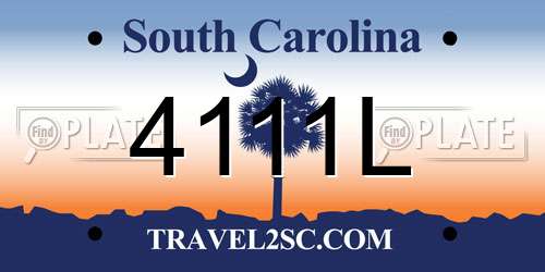 4111L South Carolina License Plate