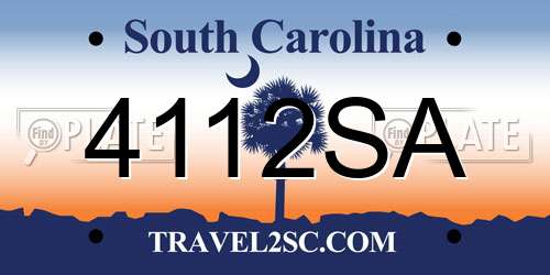 4112SA South Carolina License Plate