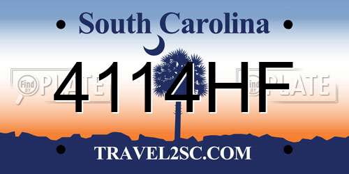 4114HF South Carolina License Plate