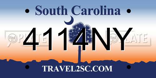 4114NY South Carolina License Plate