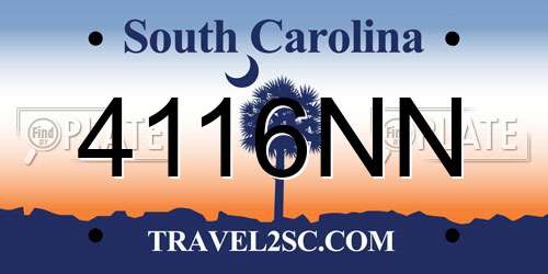 4116NN South Carolina License Plate