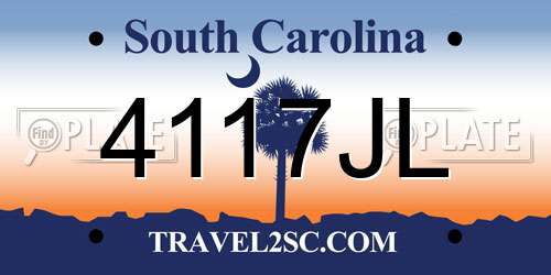 4117JL South Carolina License Plate