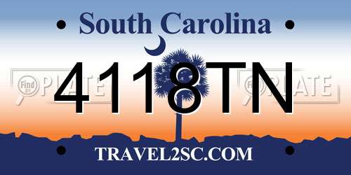 4118TN South Carolina License Plate