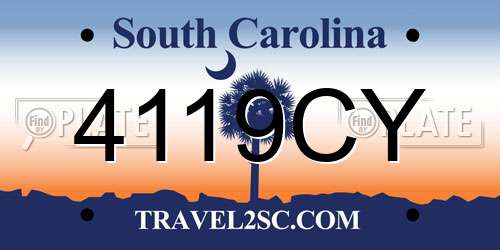 4119CY South Carolina License Plate