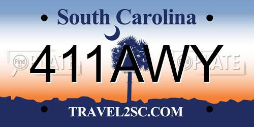 411AWY South Carolina License Plate