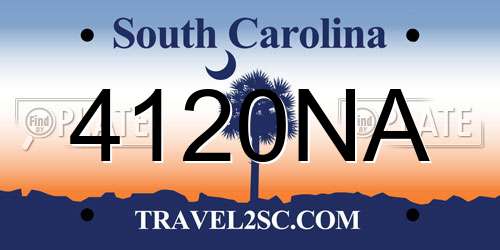 4120NA South Carolina License Plate