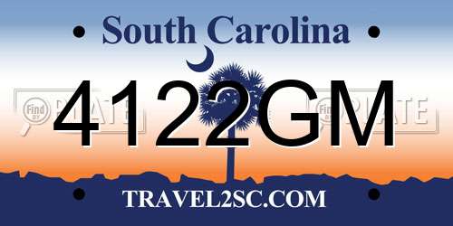 4122GM South Carolina License Plate