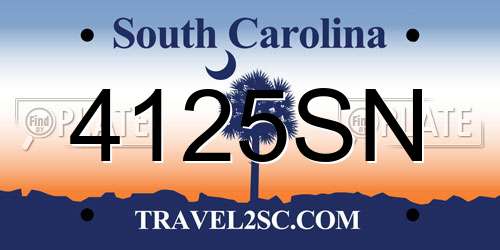 4125SN South Carolina License Plate