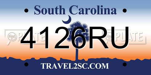 4126RU South Carolina License Plate