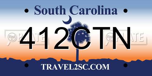 412CTN South Carolina License Plate