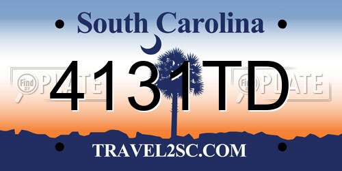 4131TD South Carolina License Plate