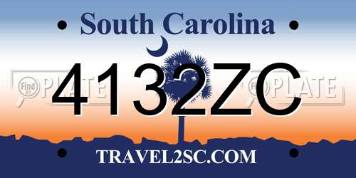4132ZC South Carolina License Plate