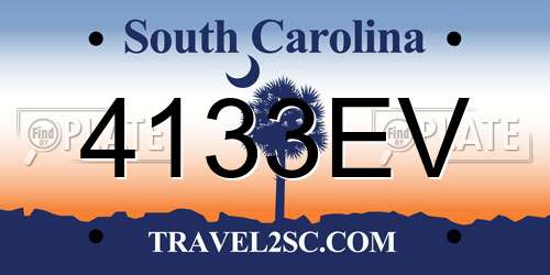 4133EV South Carolina License Plate