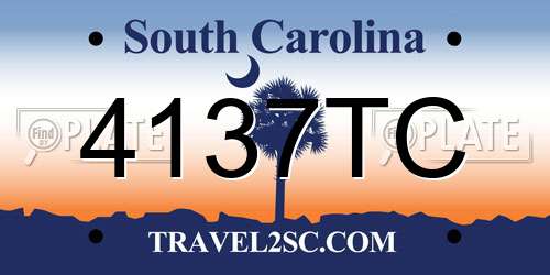 4137TC South Carolina License Plate
