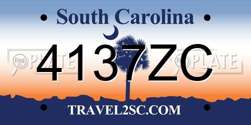 4137ZC South Carolina License Plate
