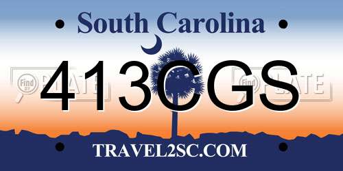 413CGS South Carolina License Plate
