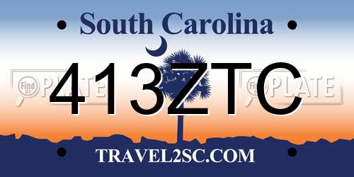 413ZTC South Carolina License Plate