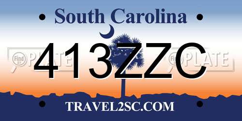413ZZC South Carolina License Plate