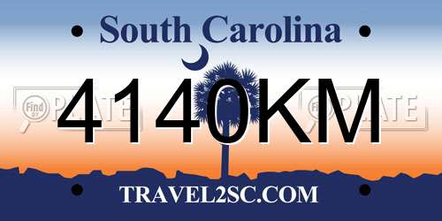 4140KM South Carolina License Plate