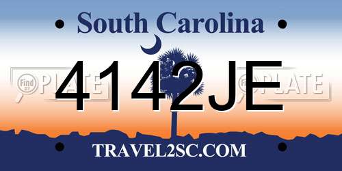 4142JE South Carolina License Plate