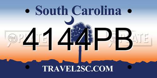 4144PB South Carolina License Plate