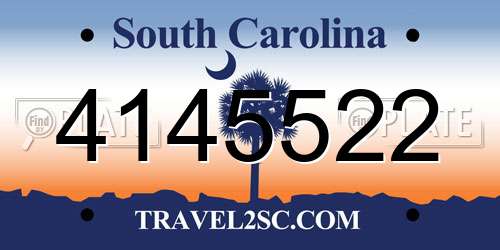 4145522 South Carolina License Plate