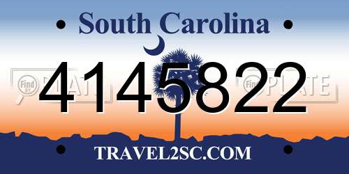 4145822 South Carolina License Plate