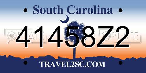 41458Z2 South Carolina License Plate