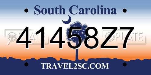 41458Z7 South Carolina License Plate