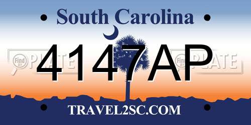 4147AP South Carolina License Plate