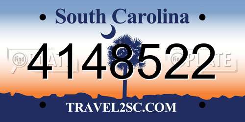 4148522 South Carolina License Plate