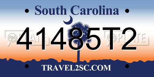 41485T2 South Carolina License Plate